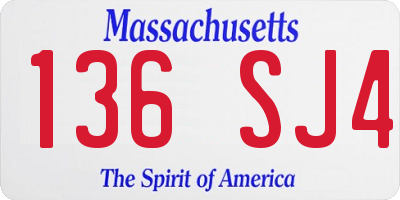MA license plate 136SJ4