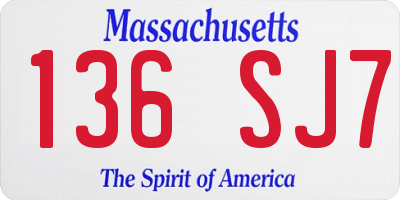 MA license plate 136SJ7