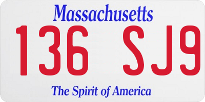 MA license plate 136SJ9
