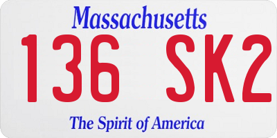 MA license plate 136SK2