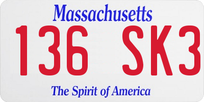 MA license plate 136SK3