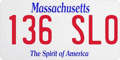 MA license plate 136SL0