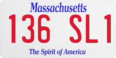 MA license plate 136SL1