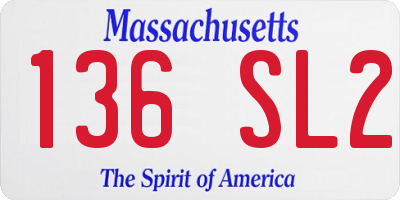 MA license plate 136SL2