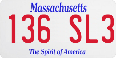 MA license plate 136SL3