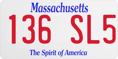 MA license plate 136SL5