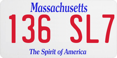 MA license plate 136SL7