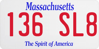 MA license plate 136SL8