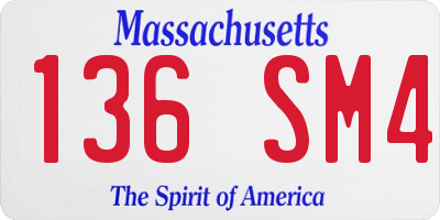 MA license plate 136SM4