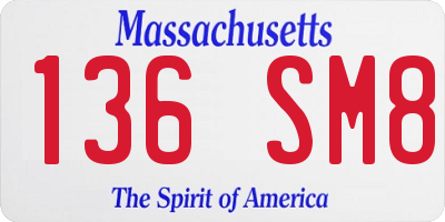 MA license plate 136SM8