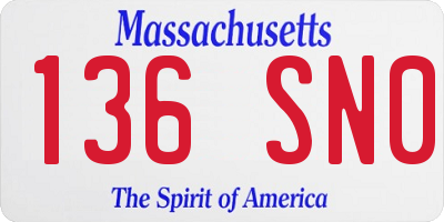 MA license plate 136SN0