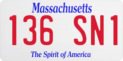 MA license plate 136SN1