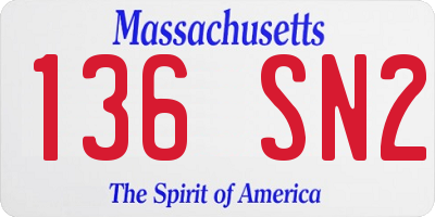 MA license plate 136SN2