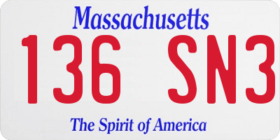 MA license plate 136SN3