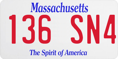 MA license plate 136SN4