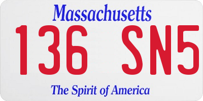 MA license plate 136SN5