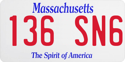MA license plate 136SN6