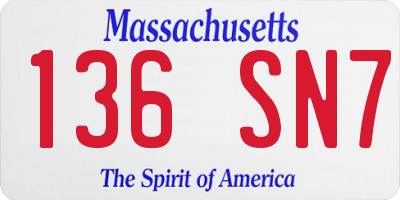 MA license plate 136SN7