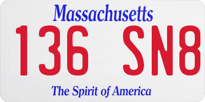 MA license plate 136SN8