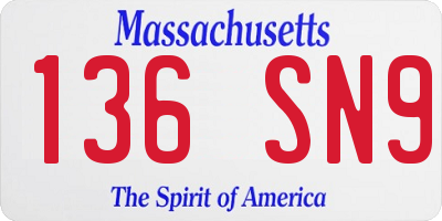 MA license plate 136SN9