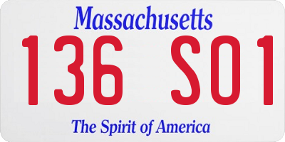MA license plate 136SO1
