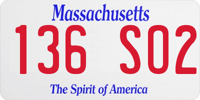 MA license plate 136SO2