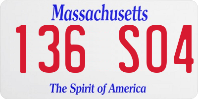 MA license plate 136SO4