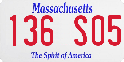 MA license plate 136SO5