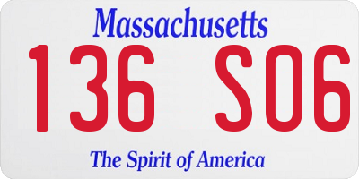 MA license plate 136SO6