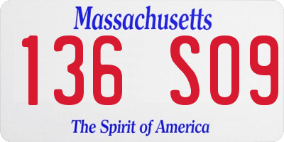 MA license plate 136SO9