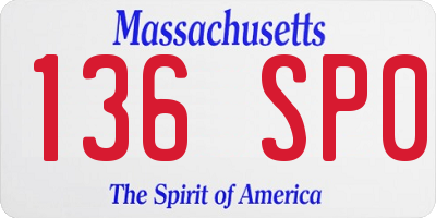 MA license plate 136SP0