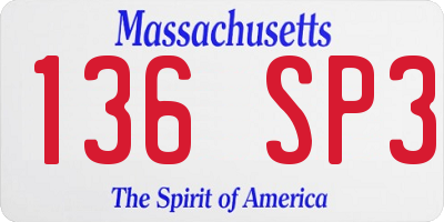 MA license plate 136SP3