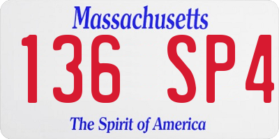 MA license plate 136SP4
