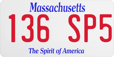 MA license plate 136SP5