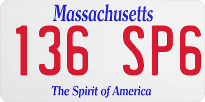 MA license plate 136SP6