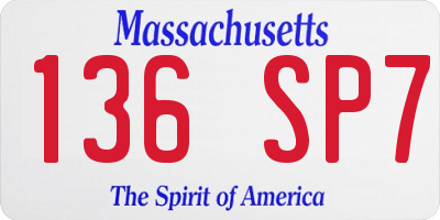 MA license plate 136SP7