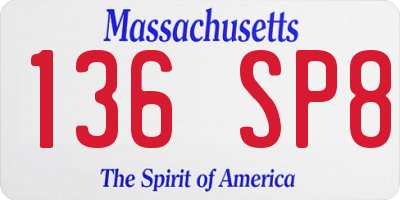 MA license plate 136SP8