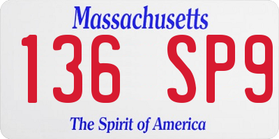 MA license plate 136SP9