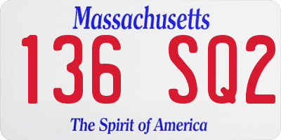 MA license plate 136SQ2