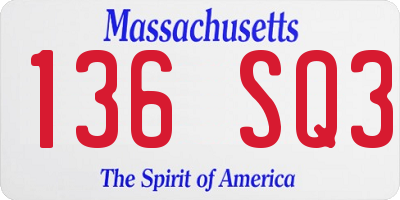 MA license plate 136SQ3