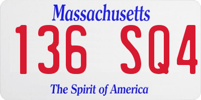 MA license plate 136SQ4