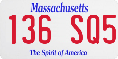 MA license plate 136SQ5