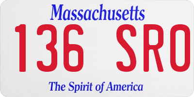 MA license plate 136SR0