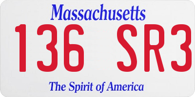 MA license plate 136SR3