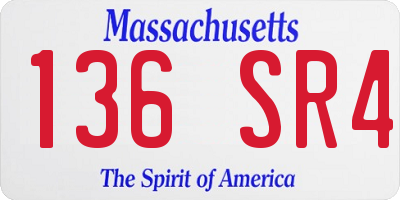MA license plate 136SR4