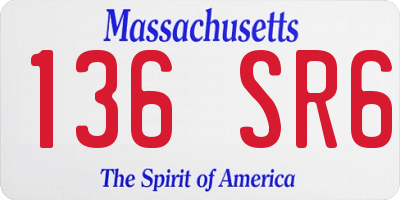 MA license plate 136SR6