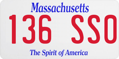 MA license plate 136SS0