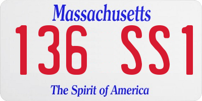MA license plate 136SS1