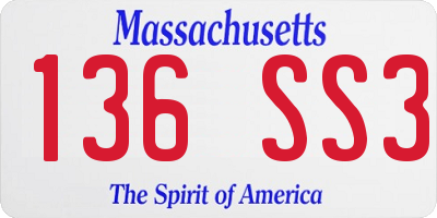 MA license plate 136SS3