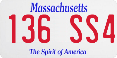 MA license plate 136SS4